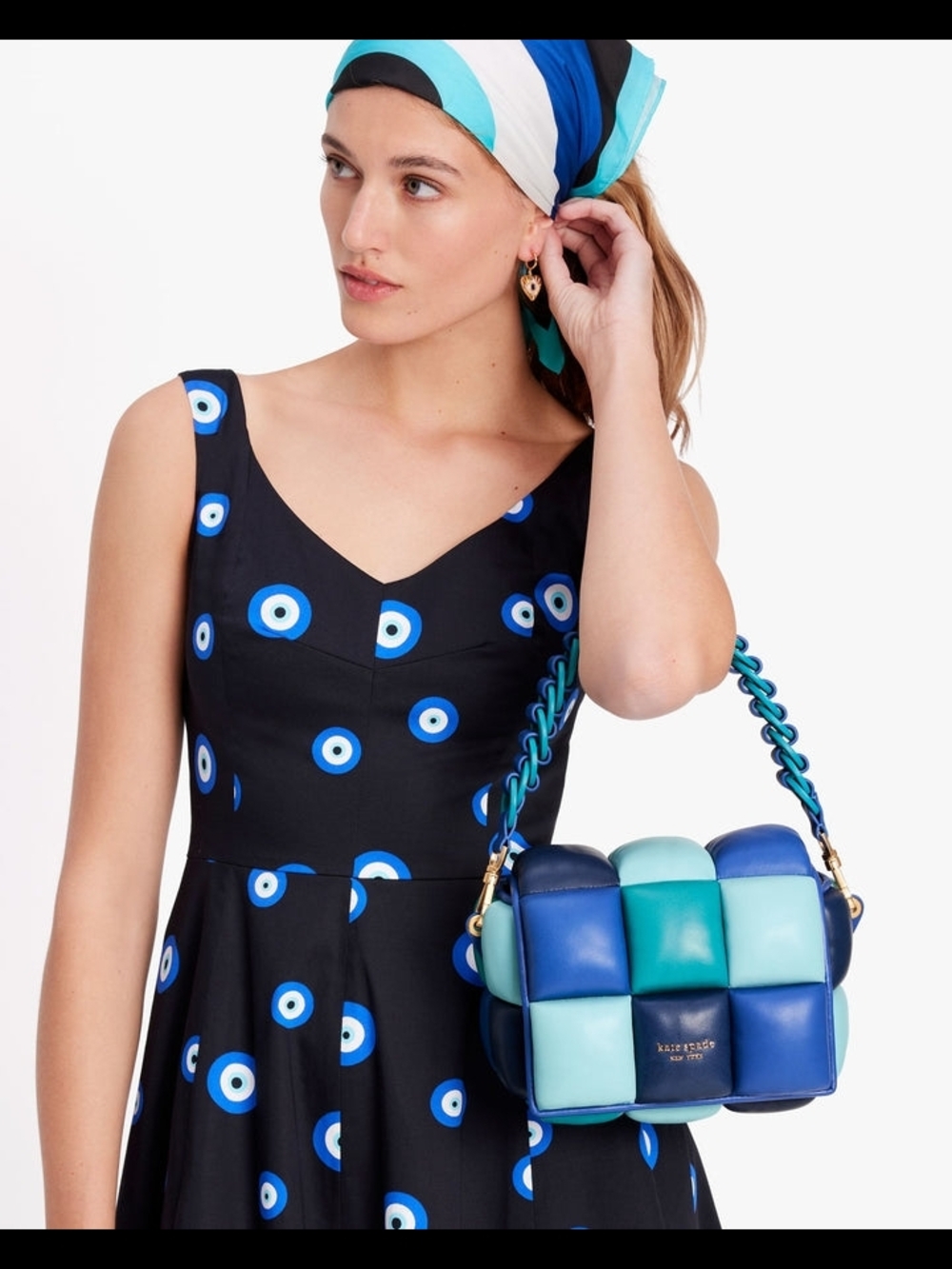 kate spade Blue & Turquoise Woven Leather Shoulder Bag